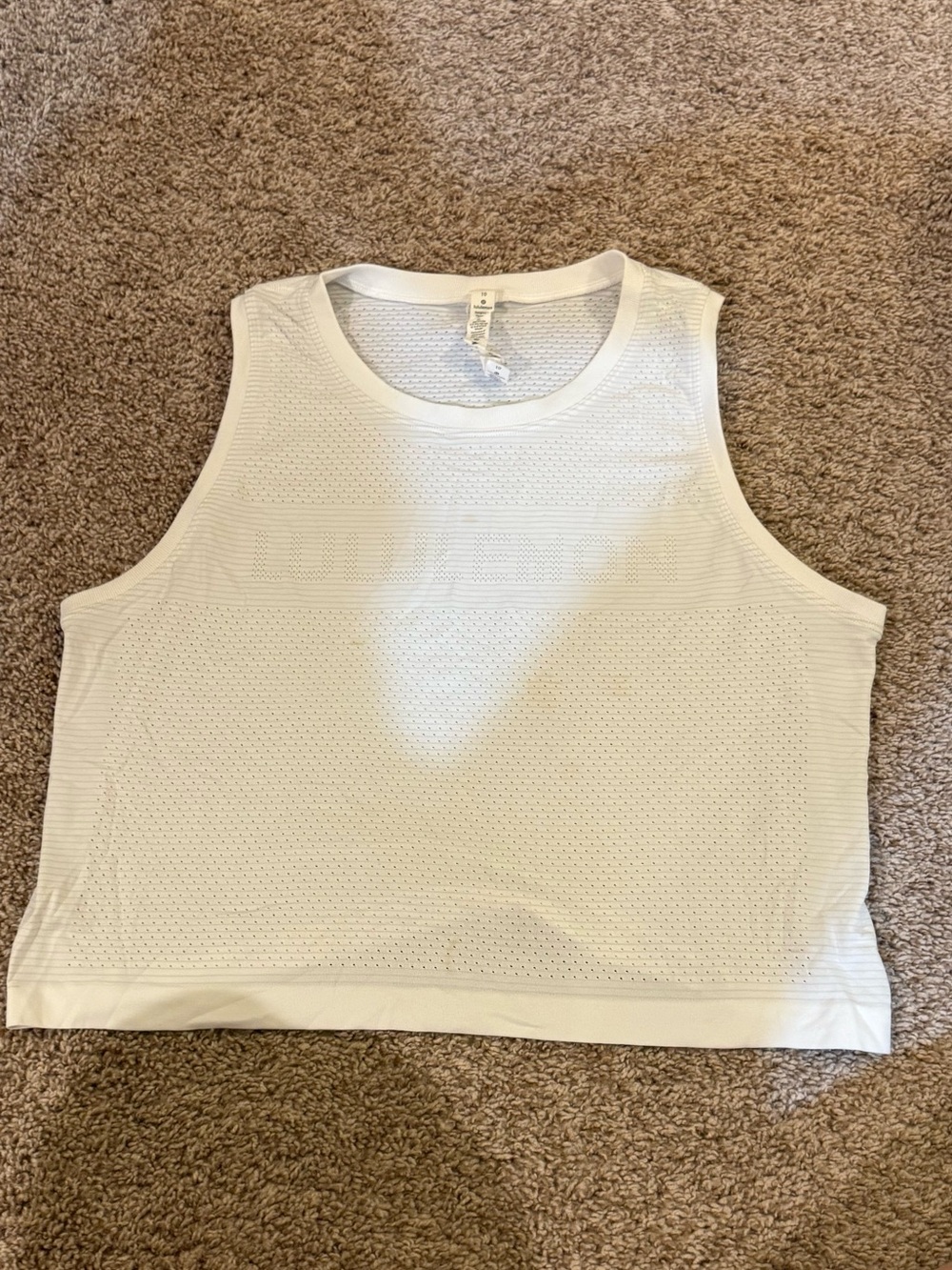lululemon athletica White Mesh Crop Tank